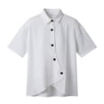 thumbnail image 4 of YVNAURA European American Style Womens Tops Irregular Hem Asymmetric Shirt High Low Plain Blouse Loose Fit V Neck Everyday Essential, White,S, 4 of 4