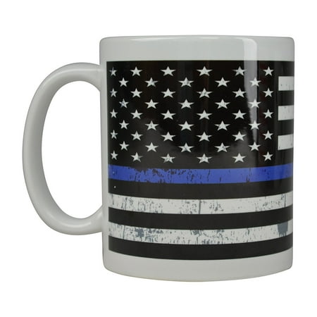 Best Blue Coffee Mug Blue Lives Matter Flag Thin Blue Line Novelty Cup Great Gift Idea For Police Officer Law Enforcement PD Large Flag (Best Law Enforcement Discounts)