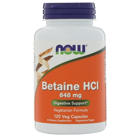 - Now Foods, Betaine HCL, 648 mg, 120 Veggie Caps(PACK OF 1)
