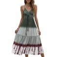 thumbnail image 1 of Vestido sin mangas de mujer Correas de hombro espaguetis Vestido de playa de vacaciones de cintura a Abanopi Verde/Grande, 1 of 7