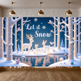 thumbnail image 6 of 3D Paper Art Winter Forest Banner Blue White Color Deer Display Deer Pattern Snowflake Decor Snowy Backdrop for Winter Party Christmas Decoration Indoor Event, 6 of 9
