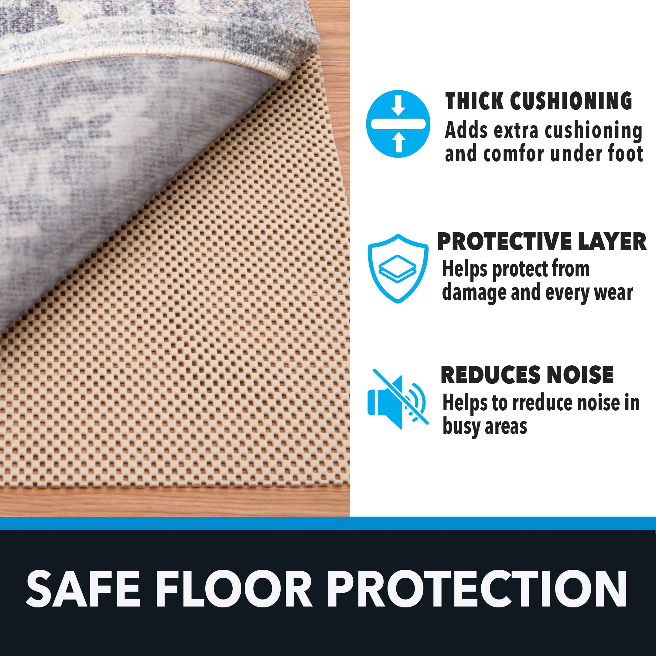 Mainstays Non-Skid Non-Slip Deluxe Felt Rug Pad, Sand, 2' x 3'