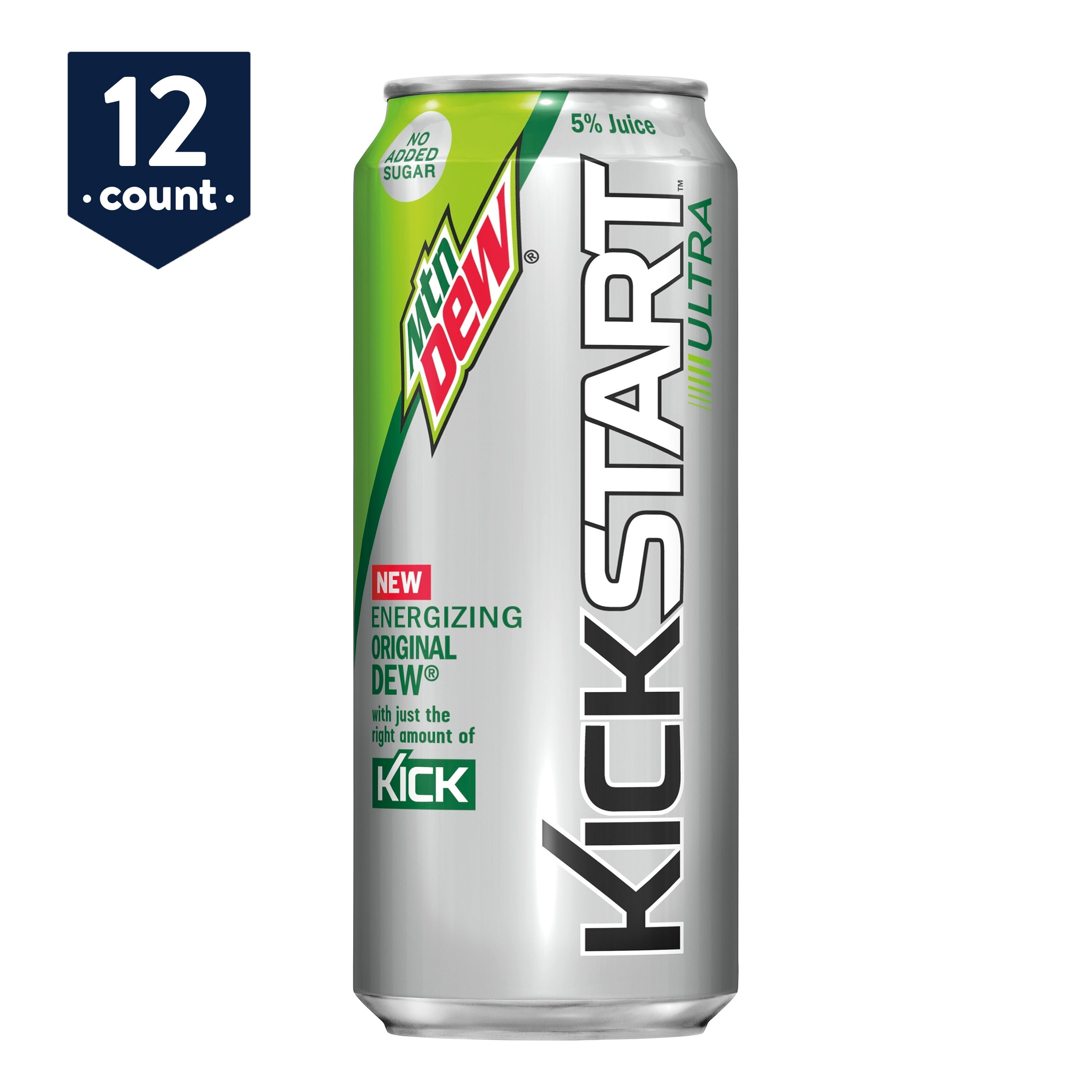 Mountain Dew Kickstart Ultra, 16 oz Cans, 12 Count