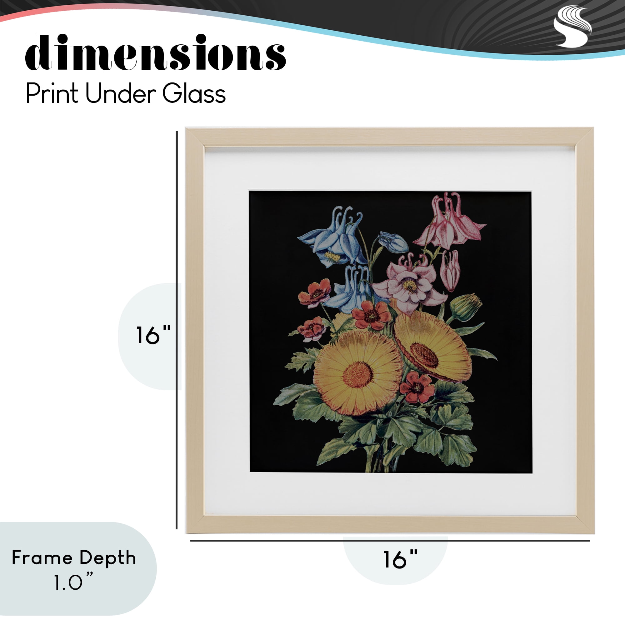 Stupell Industries Vintage Bouquet Study on Black Birch Framed Print Under Glass, design by Dan Meneely
