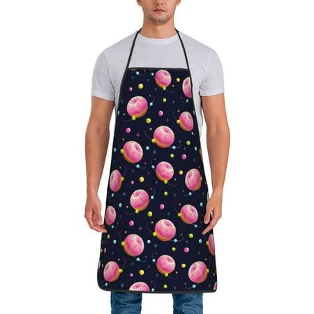 

Tideii Cartoon Donut Planets for Tie-up Apron Unisex Waterproof and Stain-Resistant Bib Apron for Kitchen Garden Painting