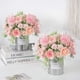 thumbnail image 5 of Ramo de flores falsas peonía artificial ramo de novia artificial ramo de flores artificiales boda fiesta decoración del hogar flor sala de estar arreglo floral decoración (rosa) - oso de fresa Electrónica, 5 of 5