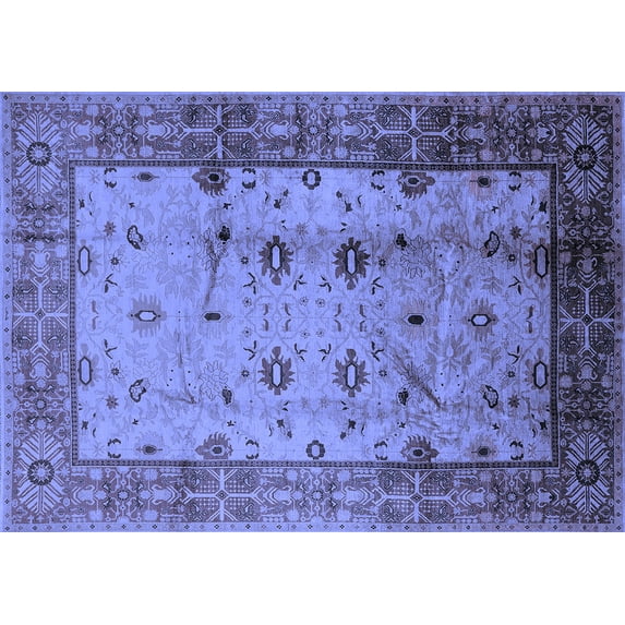 Ahgly Company Indoor Rectangle Oriental Blue Industrial Area Rugs, 7' x 9'