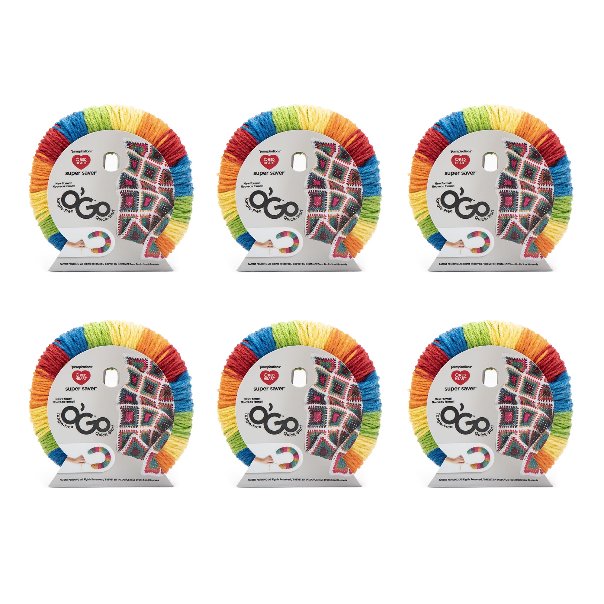 Red Heart® Super Saver® O’Go™ #4 Medium Acrylic Yarn, Rainbow 5oz/141g, 236 Yards (6 Pack)