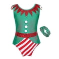 thumbnail image 1 of Leotardos gimnásticos de Navidad para niña con diadema, traje sin mangas, traje de baile atlético, disfraz de elfo de Navidad, Ropa de baile de Ballet de Navidad, 1 of 5