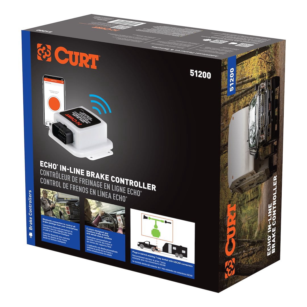 Curt 51200 Echo In-Line Trailer Brake Controller Bluetooth Smartphone Connection