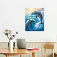 thumbnail image 3 of Acheng  Dolphin Canvas Wall Art Cute Dolphins Playing Under Sea with Sunshine Picture Printing Artwork for Living Room Bedroom Bathroom Wall Decor,Stretched and Framed Ready to Hang, 16x20 in, 3 of 5