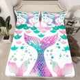 thumbnail image 2 of jejeloiu Cartoon Mermaid Animals Twin Sheet Sets,Colorful Cute Sealife Bedding For Girls Teens 3 Pieces, 2 of 7
