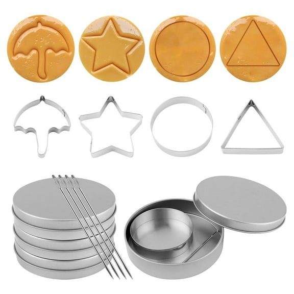 12-Piece Stainless Steel Cookie Cutter Set – Candy Molds with Umbrella, Star, Triangle & Round Shapes   4 Carving Needles & Tin Boxes