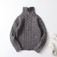 thumbnail image 2 of Splozh Boys Sweater Quarter Zip up Knit Neck Warm Pullver Kids Knitwear,Dark Gray 5-6 Years, 2 of 5