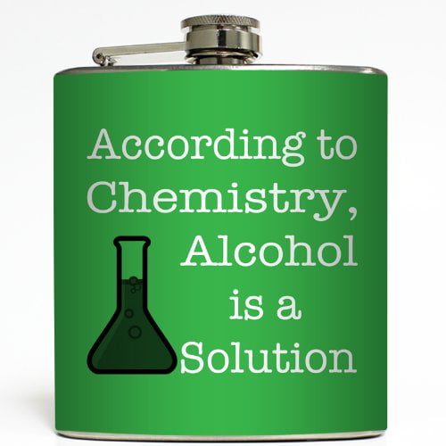 Alcohol is a Solution - Green - Liquid Courage Flasks - 6 oz. Stainless Steel Flask