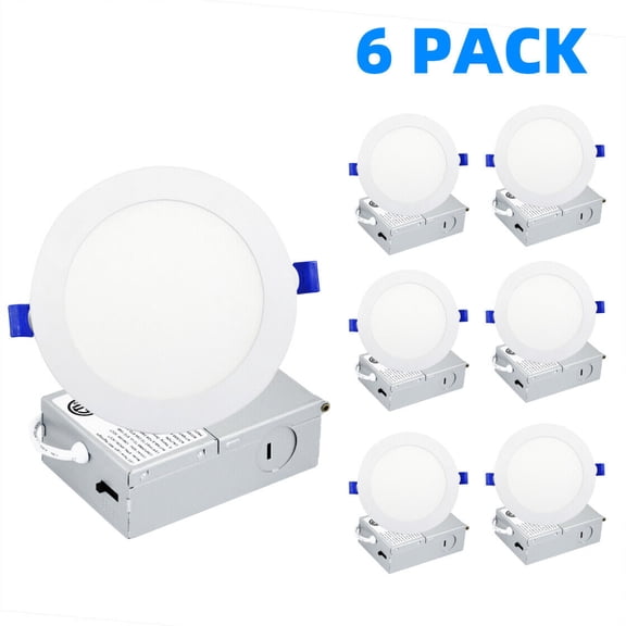 6Pack Ultra-Thin LED Recessed Lights 6 Inch 3CCT Dimmable with Junction Box USA
