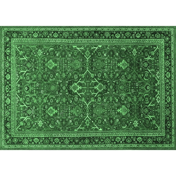 Ahgly Company Indoor Rectangle Persian Emerald Green Traditional Area Rugs, 5' x 7'