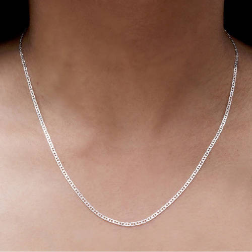 925 Sterling Silver 1.5mm Flat Marina Chain Necklace, 16” to 30