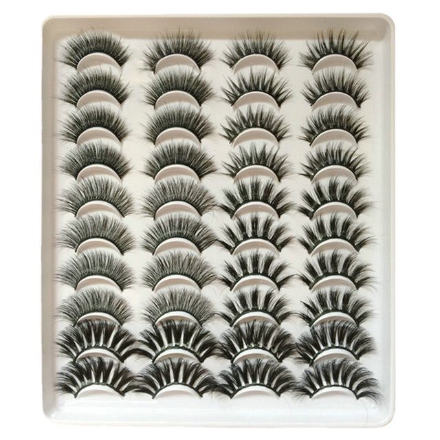 Pestañas falsas 20 pares de pestañas postizas 3D Pestañas postizas para maquillaje de ojos Pestañas largas y gruesas naturales