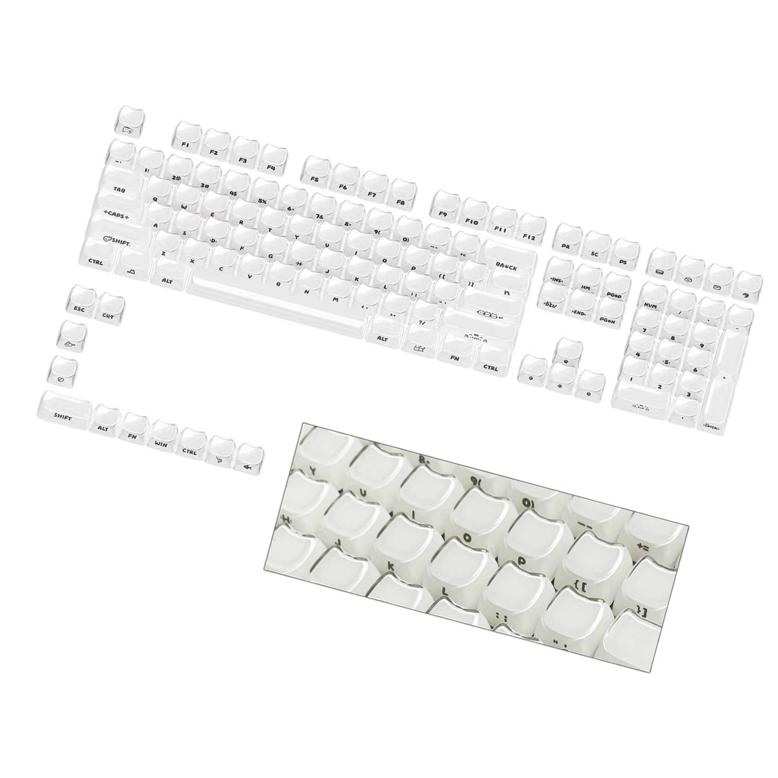 MAO Ergonomic Profile 119 Key Keycap Set In Frosted Jelly Finish With Side Printed Characters For Gaming Keyboards
