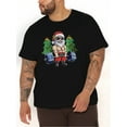 thumbnail image 2 of Plus Size Christmas Santa Fitness Graphic T-Shirt for Men | Casual Street Style | Crew Neck | Polyester Blend - 95% Polyester, 5% Elastane | Slight Stretch Knit Fabric | Short Sleeve, 2 of 9