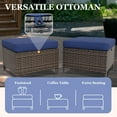 thumbnail image 6 of EAGLE PEAK Ocean Vista Set of 2 Patio Variated Brown Wicker Multipurpose Ottomans Outdoor Footrest Seat with Blue Cushions, 6 of 9