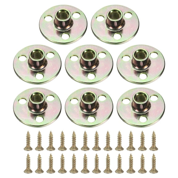 8Pack Round Base T-Nuts, M8 3 Holes Iron Plate Nut, 12.7mm Height, Multicolor