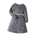 thumbnail image 2 of YWDJ Flower Girl Dress for Weddings 8-12Years Round Neck Long Sleeve Plush Dress With Belt Plush Warm Dresses Gray 8Y, 2 of 7