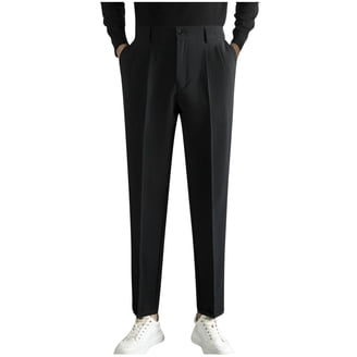 Men's Retro Vintage Black Tuxedo Pants Satin Stripe Tapered Leg 30-32 Long Rise
