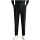 thumbnail image 2 of Pantalones de traje de nueve centavos para hombre, de poliéster, con cintura elástica lateral, botones, bolsillos, color liso, a la moda, 2 of 5