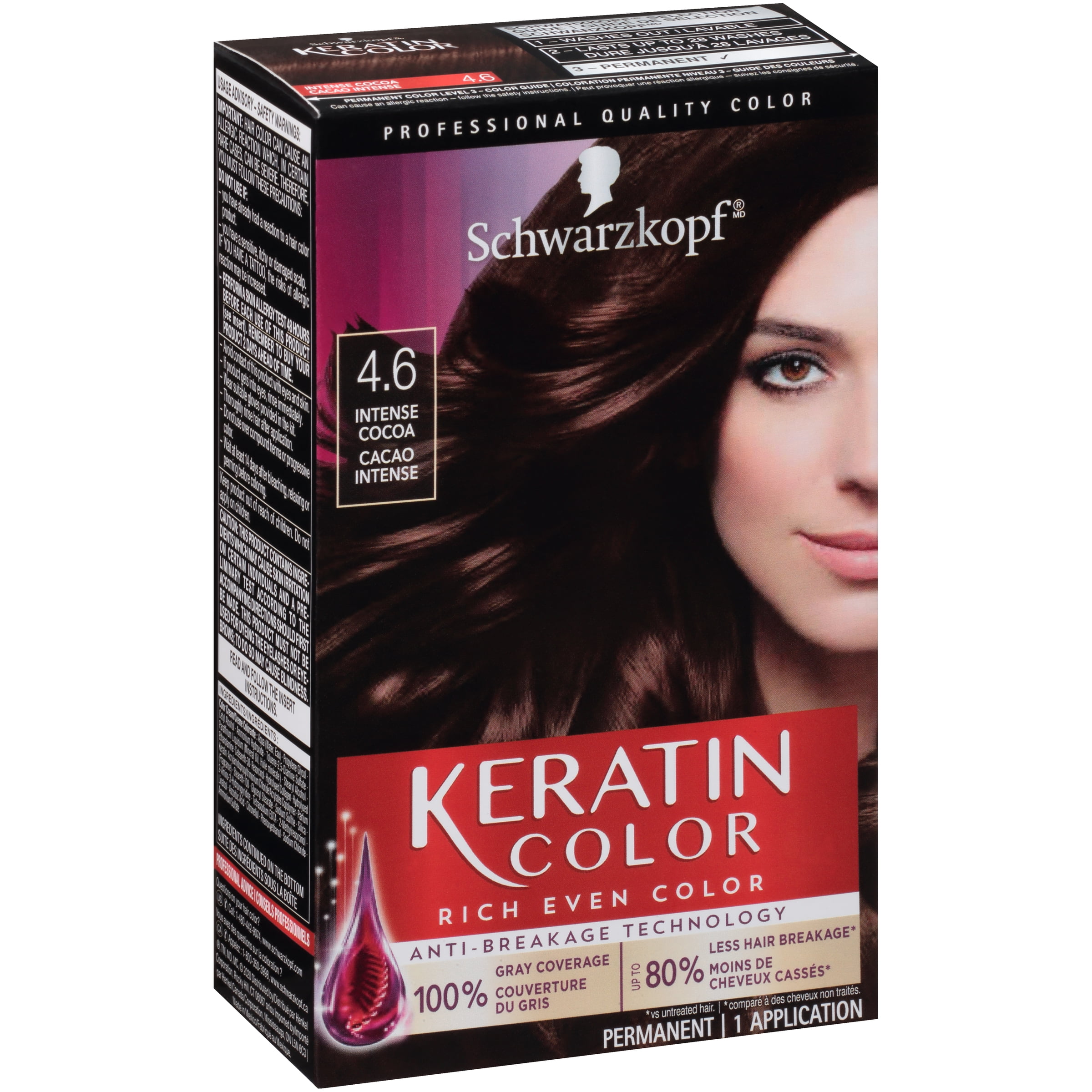 Schwarzkopf Keratin Color Permanent Hair Color Cream,  Intense Cocoa -  
