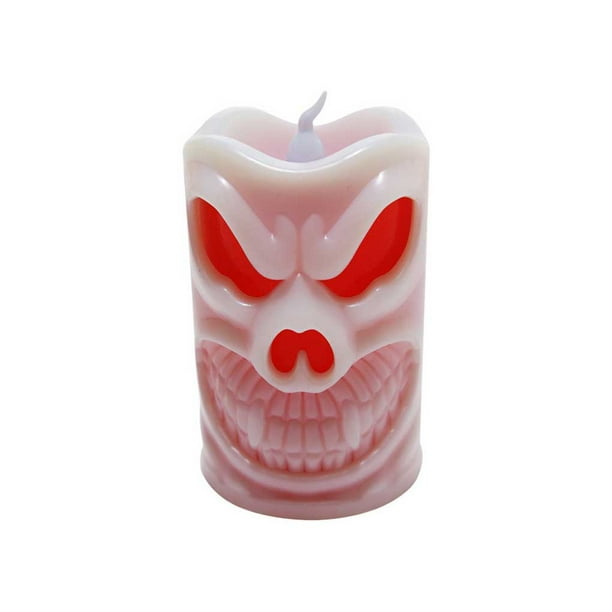 Yuarrent Conveniente luz LED colorido luminoso exquisito candelabro hecho a mano cabeza de calavera velas lámpara decoración de Halloween para el Iluminación navideña Blanco Yuarrent HA068219-03