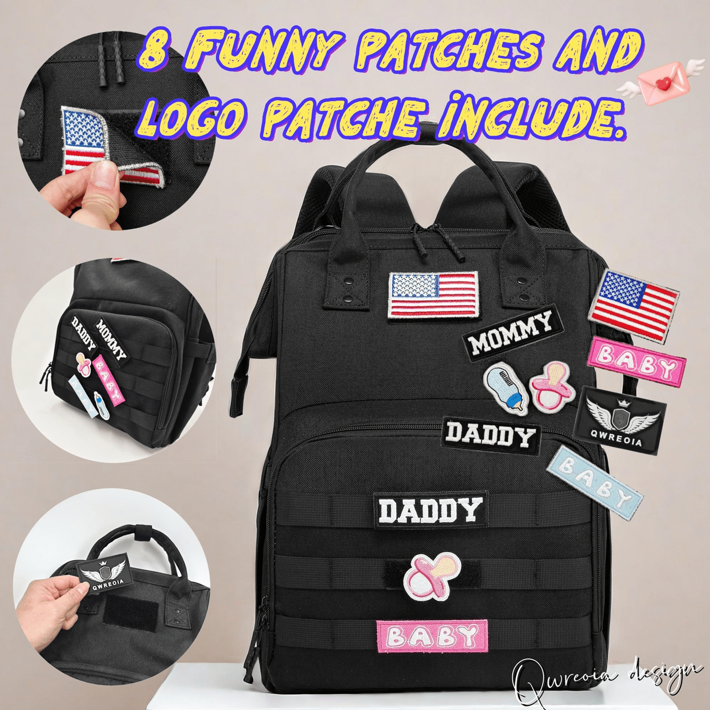 Camo Diaper Bag Backpack for Dad and Mom with USB Charging Port Stroller Straps and Insulated Pocket,army military Travel Nappy Backpack (Black)