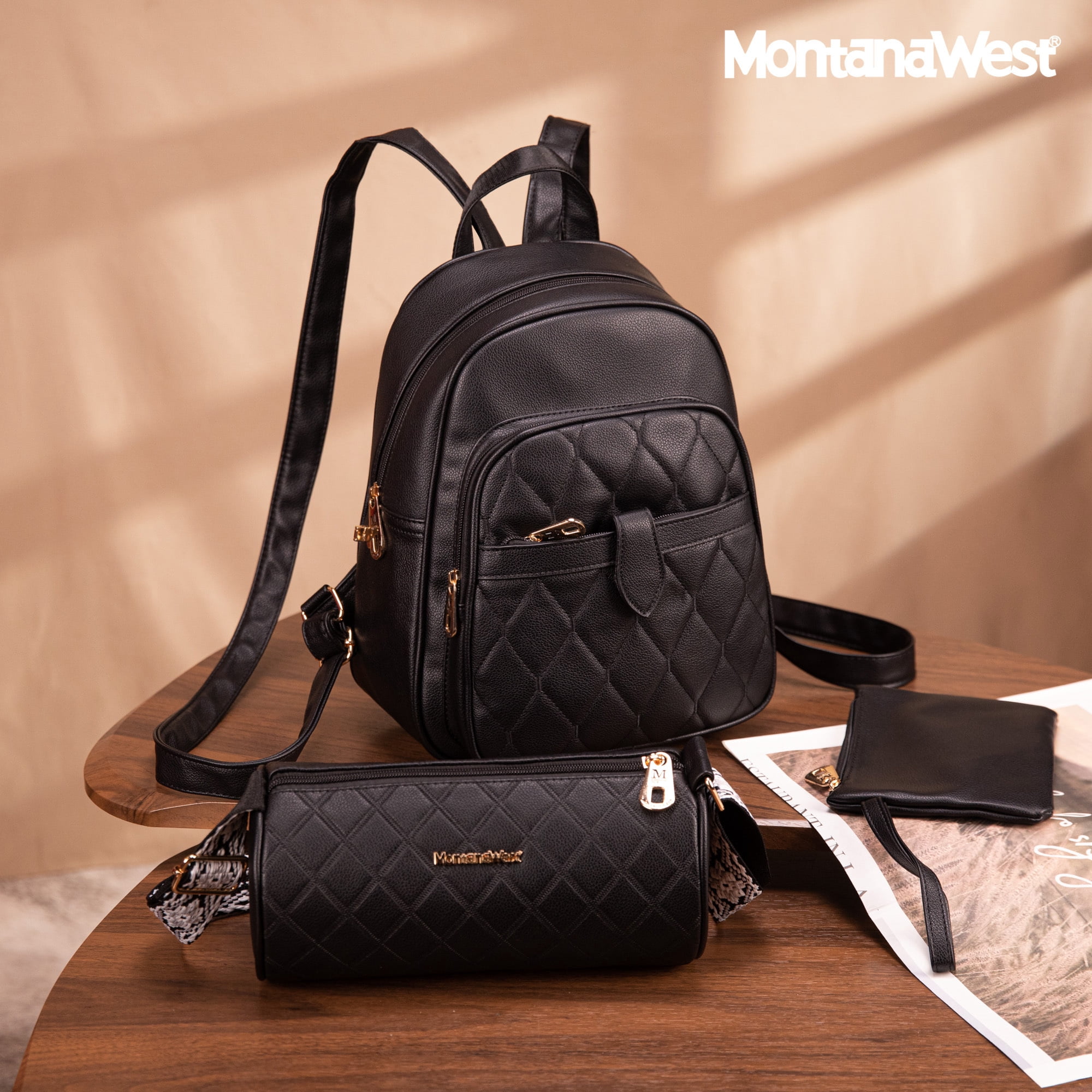 Montana West Small Quilted Backpack Purse Set for Women
3Pcs Anti Theft Montana West 3Pcs Anti Theft Backpack Purse for Women Small  main image 3