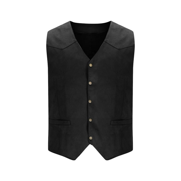 Men's Suede Leather Vest Vintage Cowboy Style Sleeveless