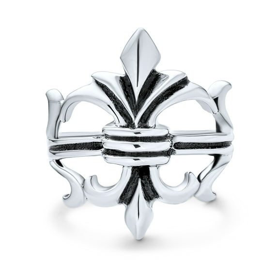 Bling Jewelry Mens Antique Style Mens Silver Ring Fleur De Lis Oxidized
