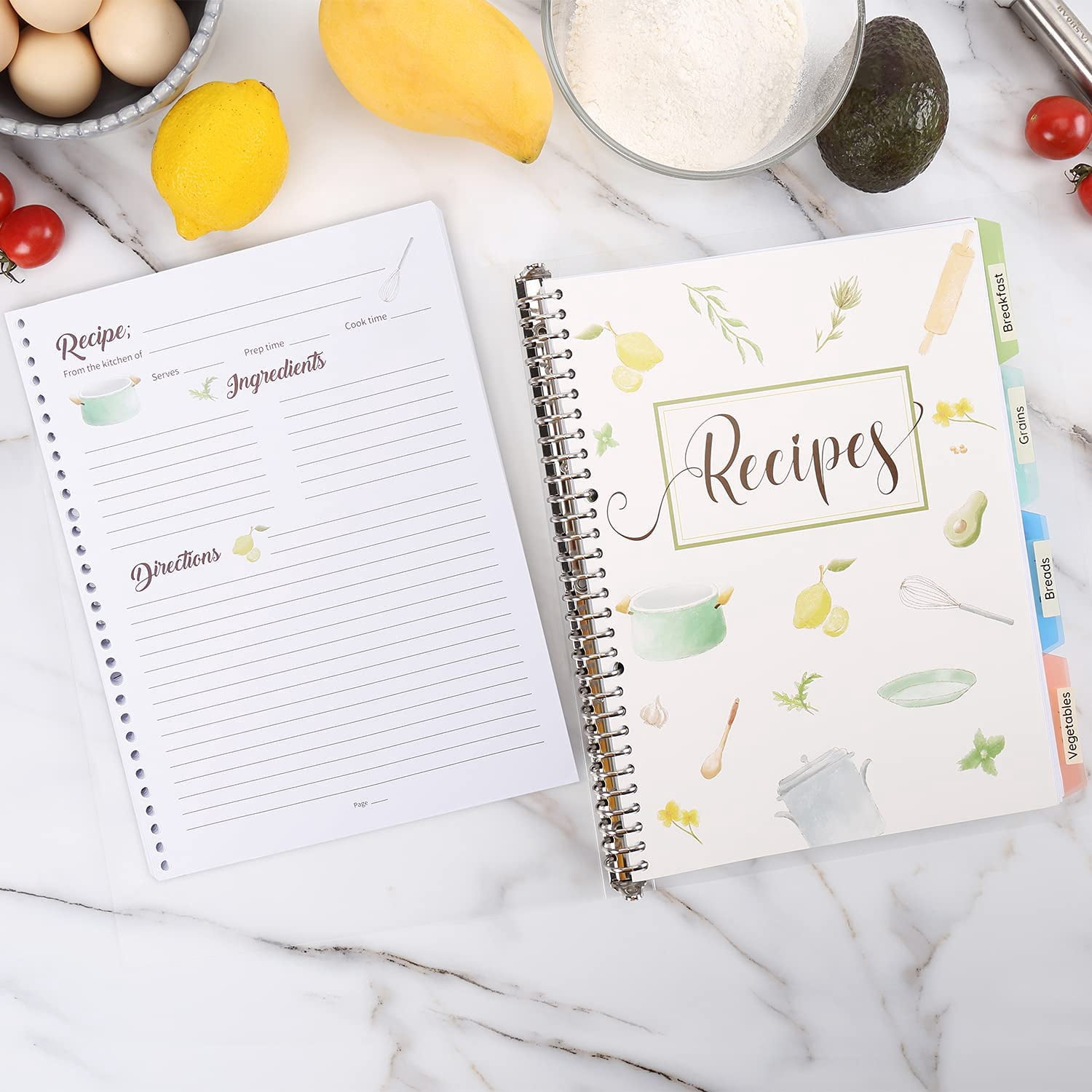 Recipe Book to Write in Your Own Recipes, Extra Large Personal Blank Recipe Notebook, Removable Recipe Journal Book Binder with 8 Dividers and 24 Tabs, Hold up to 240 Recipes