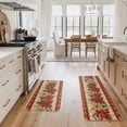 thumbnail image 2 of Sm:)e Poinsettia Christmas Kitchen Rugs and Mats, 17x29Inch and 17x47 Inch, Non Slip Linen Mat Inside Washable for Porch Patio Hallway, 2 of 7
