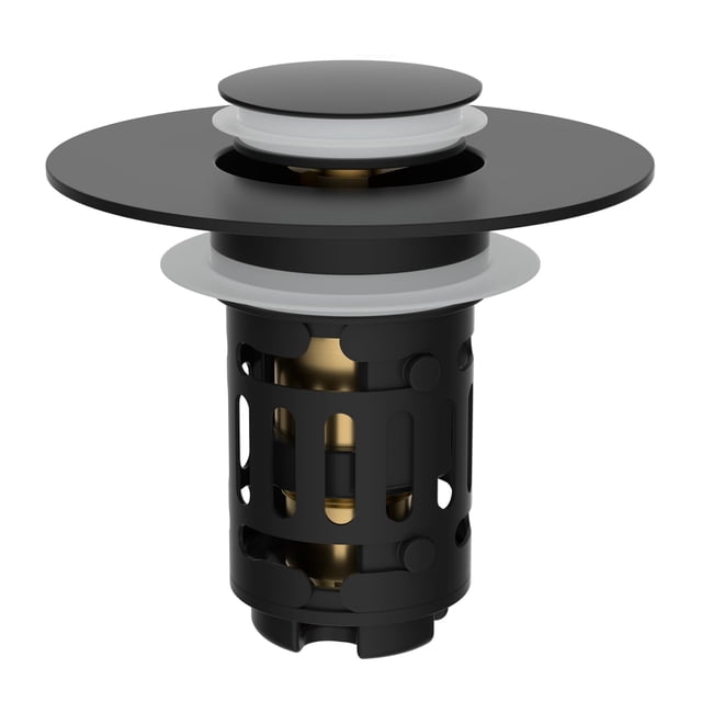 Tapón de desagüe para lavabo de baño Hibbent 3 en 1, negro mate