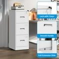 thumbnail image 4 of 3 Drawer File Cabinet with Lock and Card Slot, Steel Vertical Filing Cabinets for Home Office, Small Metal File Cabinets for Hanging Legal Letter Size Files, Assembly Required(White), 4 of 12