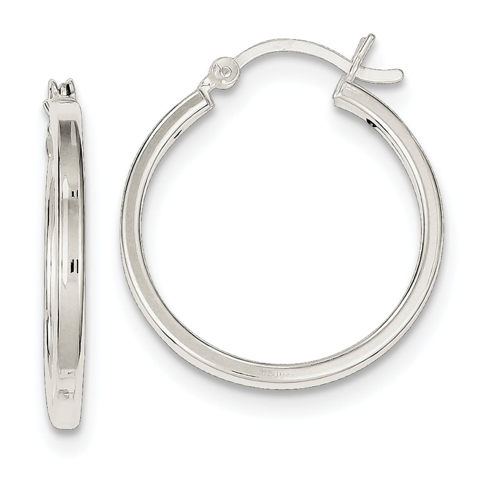 925 Sterling Silver Rhodium-plated Polished Round Hoop Earrings 2.5mm x 37mm