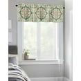 thumbnail image 4 of Kitchen Cafe Valance Curtain for Small Windows,Abstract Pink Green Flower Texture Rod Pocket Short Valances Retro Stripe Floral on Flax Window Treatment Panel for Living Room/Bedroom/Bathroom,42x12in, 4 of 9
