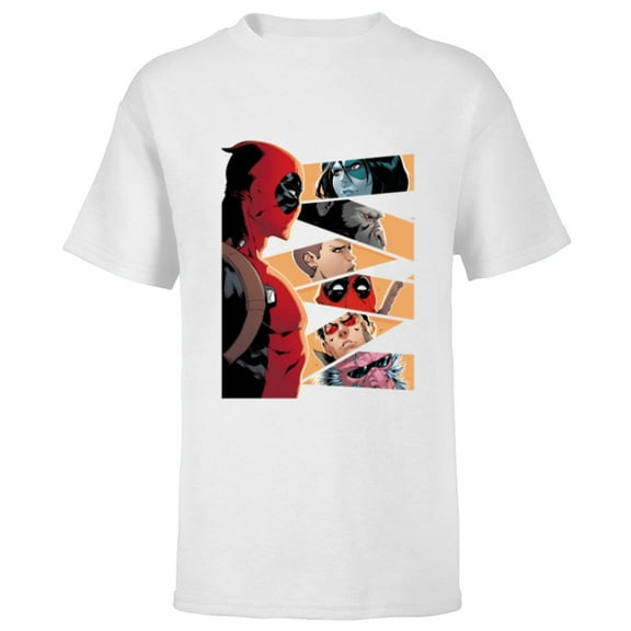 Marvel Deadpool Mercs Domino Hit Monkey Negasonic Cover Art - Short Sleeve T-Shirt for Kids - Customized-White