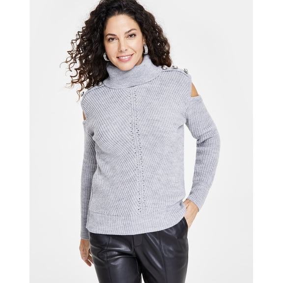 INC International Concepts Women's Turtleneck Cold-Shoulder Sweater Size M