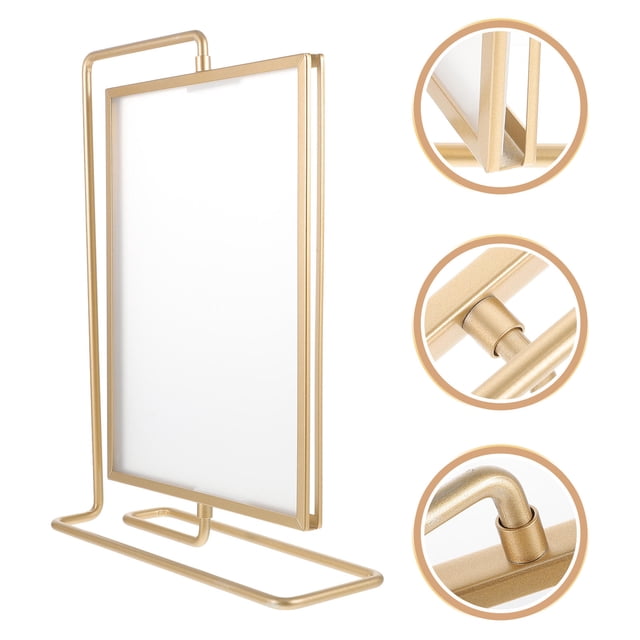 Phenofice Golden Metal Rotating Picture Frame Double Sided 360 Degree Rotatable Photo Display Stand
