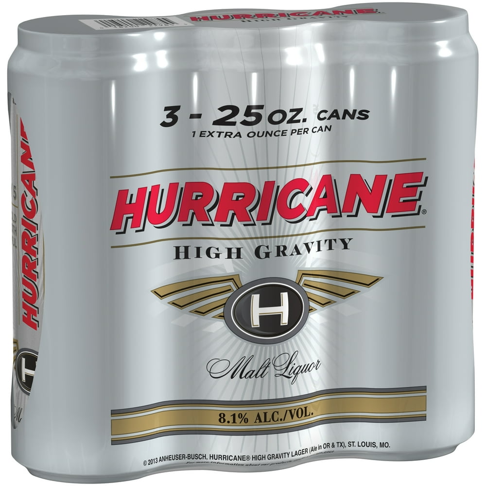 Hurricane Hi Gravity Malt Liquor, 3 Pack 25 fl. oz. Cans, 0.081 ABV