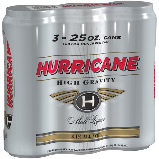 Hurricane Hi Gravity Malt Liquor, 3 Pack 25 fl. oz. Cans, 0.081 ABV
