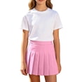 thumbnail image 4 of Fozruso Girls Pleated Skirt, Stretch Elastic Waist School Uniform Skirt A Line Mini Skirt with Built-in Shorts(Pink), 4 of 6