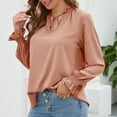 thumbnail image 4 of Summer Savings Clothing 2023 loopsun for Womens Winter Tops Sweatshirt,Women's Fashion Autumn Winter Long Sleeve Solid Blouse V-Nec Ktie Rope Tops, 4 of 5