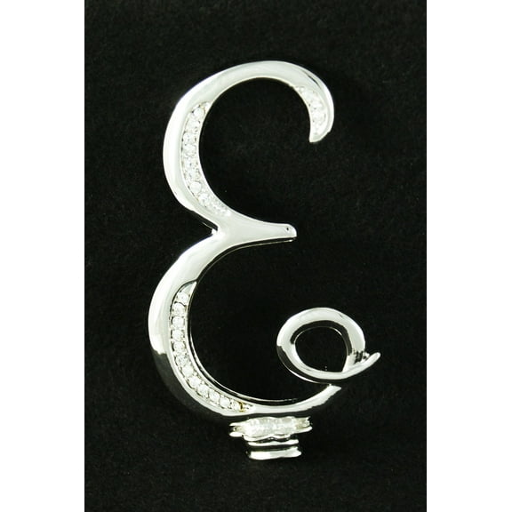 Silver Rhinestone Monogram Wedding Cake Topper Top Letter Initial"E"
